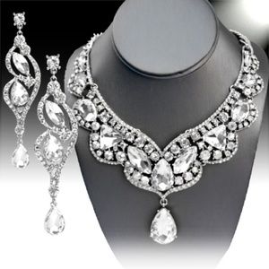 CRYSTALS RHINESTONES STATEMENT NECKLACE EARRINGS
